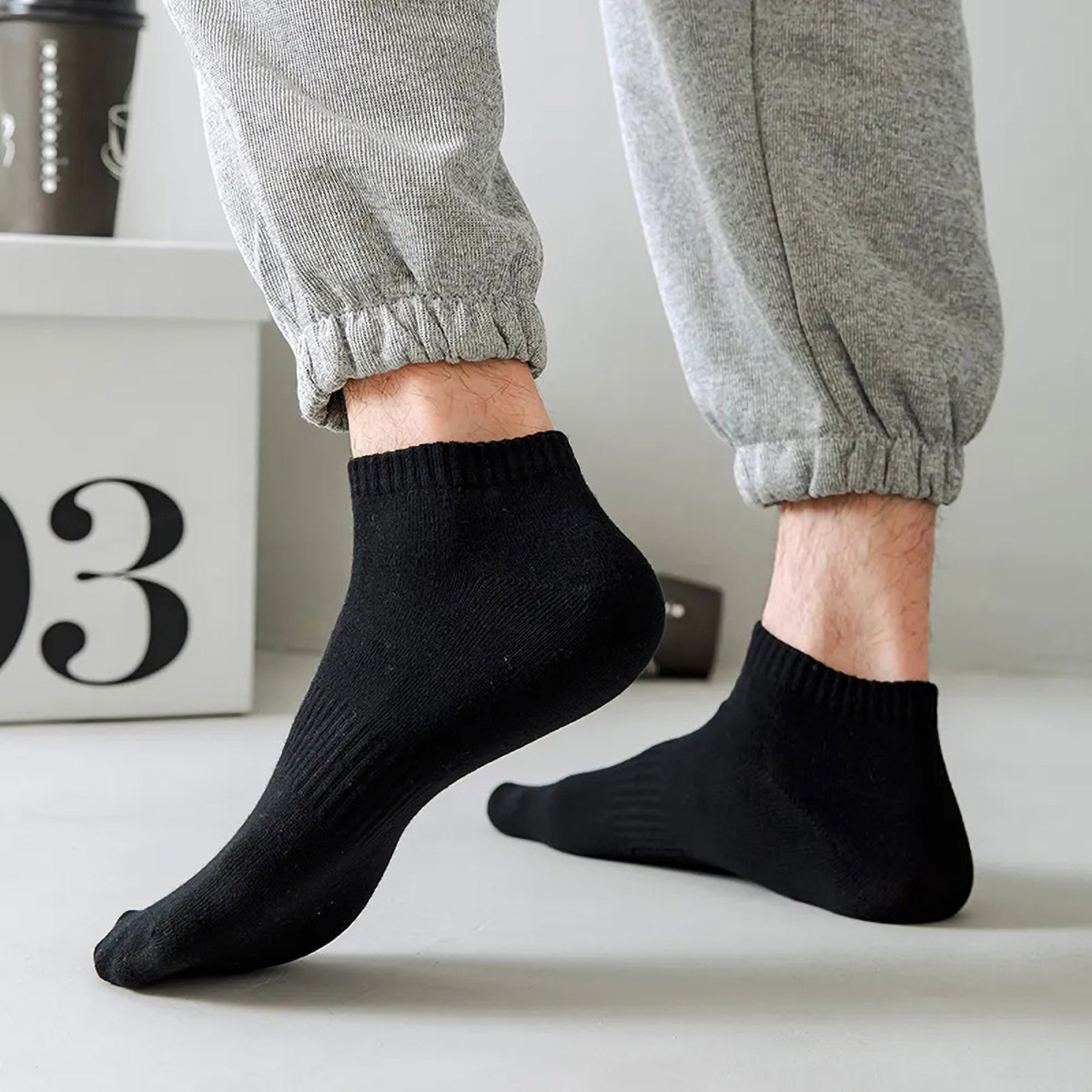 1/5 أزواج للجنسين الأبيض والأس - مراجعة Ankle Sock Low Cut وسعره